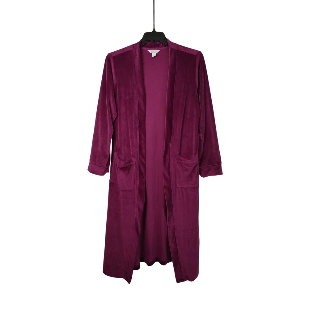 Sofia Vergara Intimates Robe Womens Small Ribbed Open Front Pockets Soft Purple